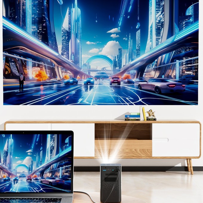 Mini prenosný projektor s batériou AERIUM P8000 DLP Wi-Fi Super Bass
